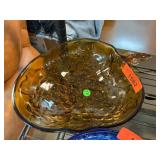 Amber Glass Grape-Shaped Decorative Dish