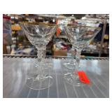 Four Clear Glass Gold-Rimmed Stemware