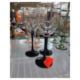 Glass Wine Goblets with Black Stems