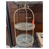 Two-Tier Metal and Glass Serving Stand
