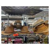 Four Woven Cowboy Hats with Unique Trims