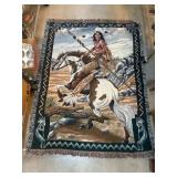 Native American-Themed Woven Tapestry Blanket