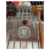 Wooden Gavel Base With 1964 JFK Silver Half