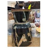 Handcrafted Ceramic Vase with Lid and Floral Motif