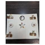 Six Enamel and Metal Pins with Star Motifs