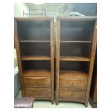 Wooden Bookshelves With Drawers