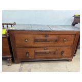 Wooden Chest with Stone Top and Two Drawers