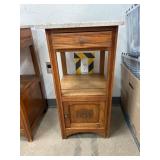 Wooden Stand with Marble Top and Storage