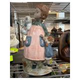 Nadal Ceramic Figurine of Girl with Doll and Bear