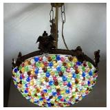 Antique Ornate Multicolor Glass Beaded Chandelier