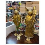 Gold-Toned Metal Pig Sculptures