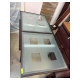 Frosted Glass and Wood Dining Table Set