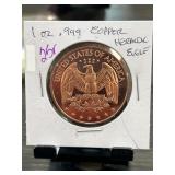 1 oz .999 Copper Heraldic Eagle Round