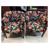 Upholstered Barrel Chairs with Floral Pattern