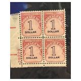 Block of Four U.S. $1 Stamps, Scott #J100