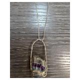Sterling Silver Chain w Stone Pendant Necklace