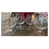 Four Etched Glass Stemware Tumblers