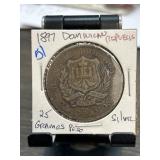 1897 Dominican Republic 25 Gramos Silver Peso