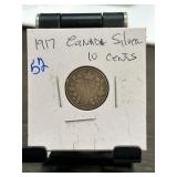 1917 Canada Silver 10 Cents Coin