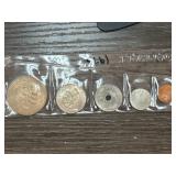 Six World Coins in Plastic Holder