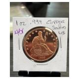 .999 Copper Seated Liberty Round