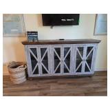 Rustic Wood Cabinet with Glass Doors