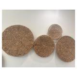 Four Woven Decorative Wall Baskets