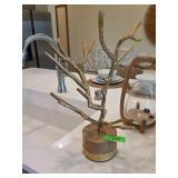 Gold-Toned Tree Sculpture on Wooden Base