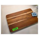 Wooden Cutting Board With Blue Stone Accent