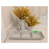 Divided Tray and Potted Goldenrod Arrangement Set