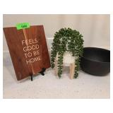 Decor Set With Planter, Sign, and Bowl