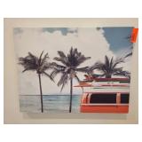 Coastal Wall Art with Palm Trees and Van