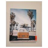 Canvas Print of Yellow Van with Surfboards