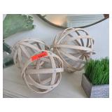 Three Wooden Decorative Spheres
