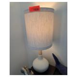 Modern White Ceramic and Wood Table Lamp