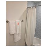 White Textured Shower Curtain and Towels Set