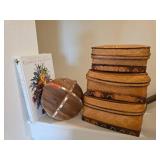 Storage Baskets, Wooden Ornament, and Book