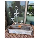 Metal Anchor Decor with Wooden Seashell Box