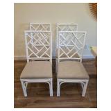 4pc White Rattan Chairs with Cushioned Seats