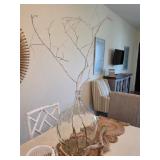 Clear Glass Demijohn Bottle with Decorative Branch