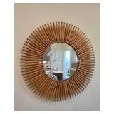 Round Wall Mirror with Wooden Spoke Frame