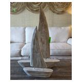 Rustic Wooden Sailboat Sculptures