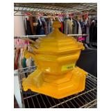 Yellow Ceramic Tureen with Lid and Ladle