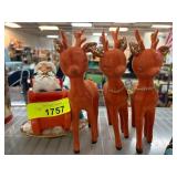 Vintage Santa Sleigh With Reindeer Figurines