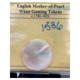 English Mother-of-Pearl Whist Gaming Token