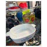 Corning Ware Dish and Tomato Design Jar