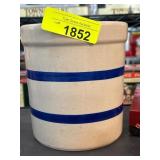 Stoneware Crock with Blue Stripes