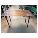 Wooden Table with Folding Legs and Ruler Inlay