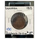1818 Denmark Rigsbank Skilling Coin