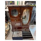Wooden Jewelry Box With Glass Panels